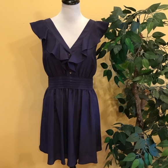 BCBGeneration Midnight Blue Ruffle Dress NWT - Picture 2 of 8